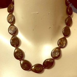 Chunky bronze marbled bead necklace